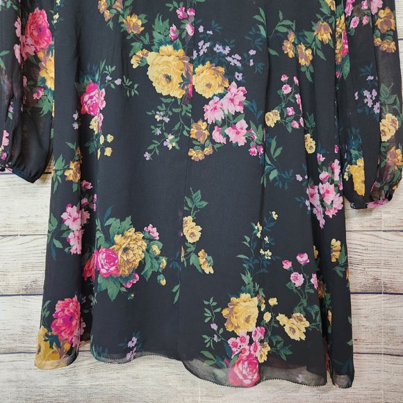 Aritzia Wilfred Womens Button Long Sleeve Black Floral Dress Size 8 - Picture 10 of 13